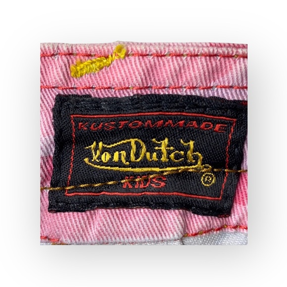 Vintage Y2K: Von Dutch ☻︎ Motorcycle Chain Denim Skirt ☻ Handpainted Camo Print - Picture 12 of 16